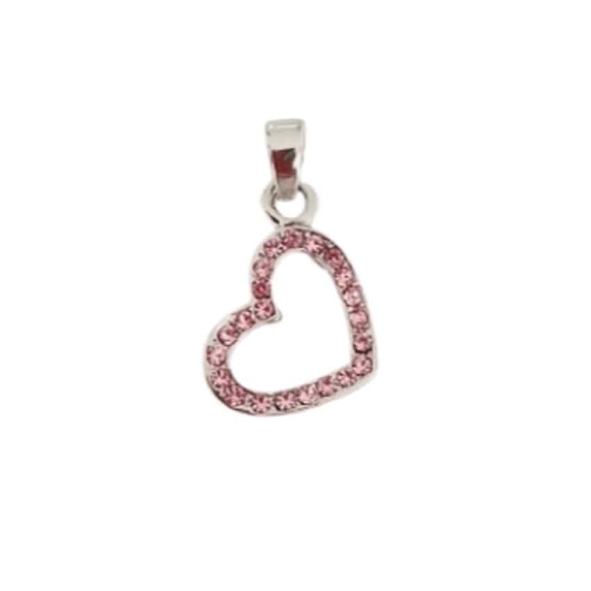 Pink Cubic Zirconia Open Heart Pendant