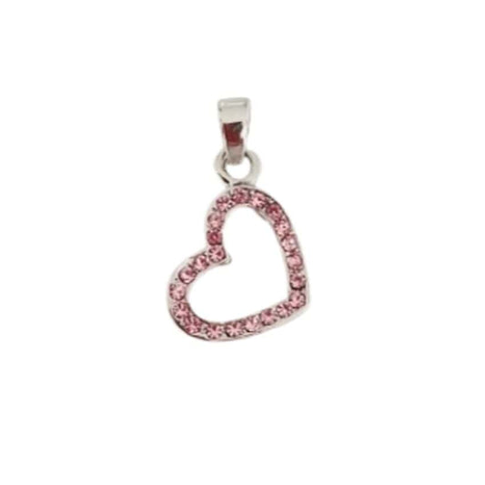 Pink Cubic Zirconia Open Heart Pendant