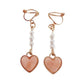Pink Heart Drop Clip On Earrings