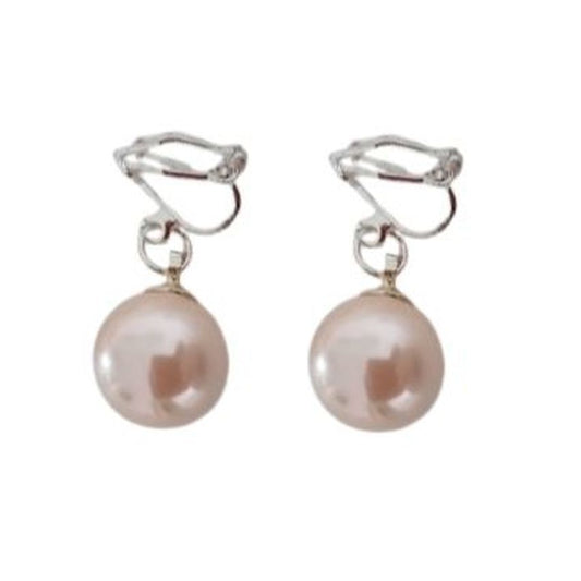Pink Pearl Drop Clip On Earrings