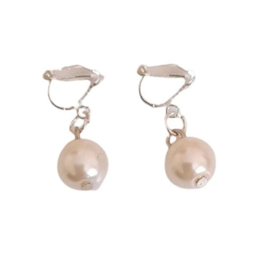 Plain 10mm Pearl Round Clip On Earrings