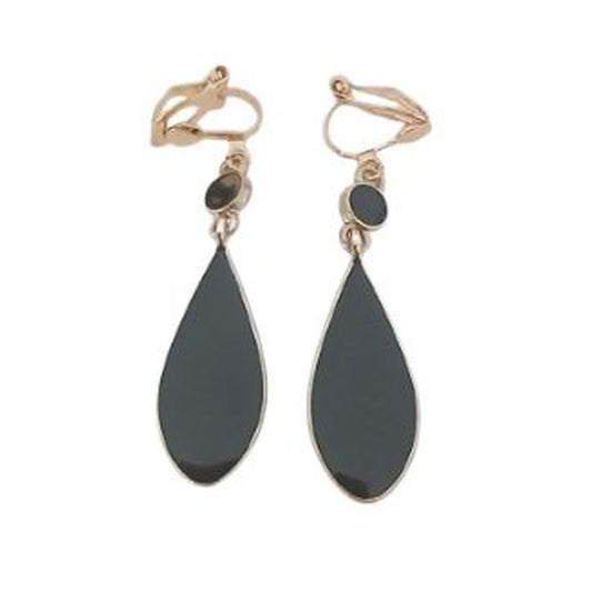 Plain Black Clip On Earrings