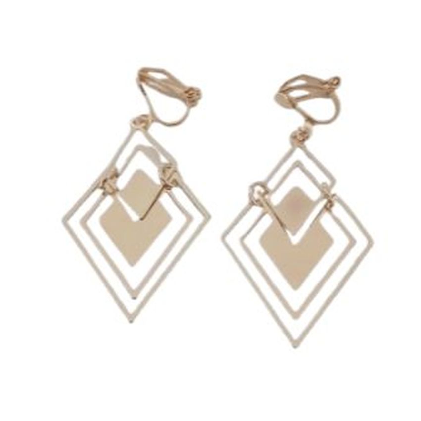 Plain Patterned Gold Clip On Earrings