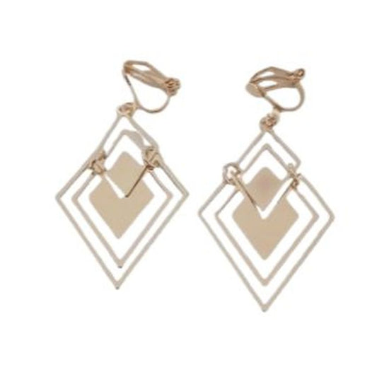 Plain Patterned Gold Clip On Earrings