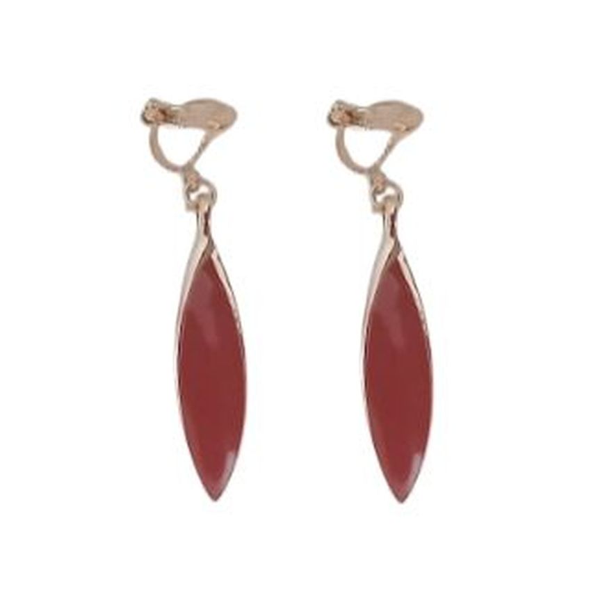 Plain Red Drop Clip On Earrings