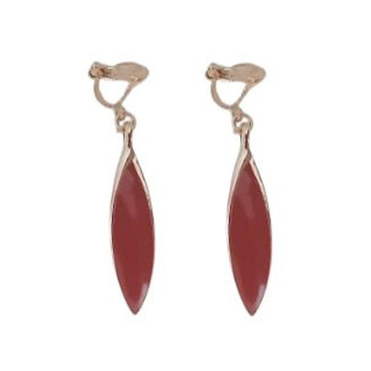 Plain Red Drop Clip On Earrings