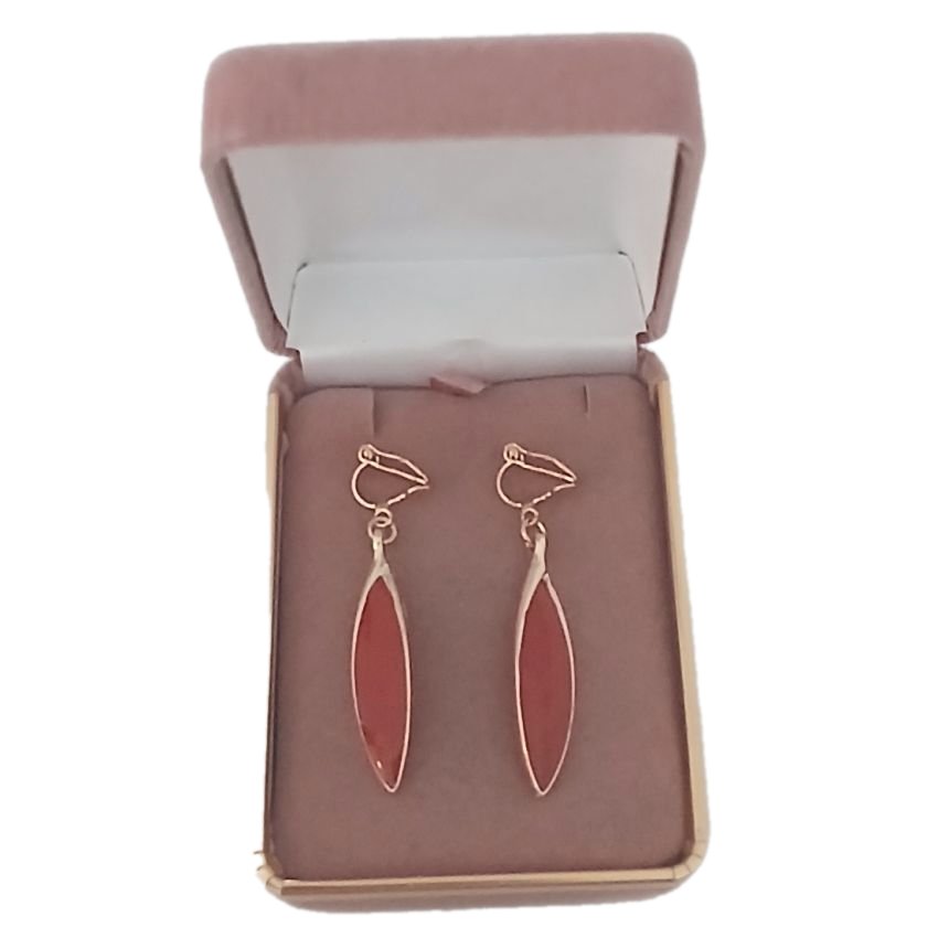 Plain Red Drop Clip On Earrings(2)