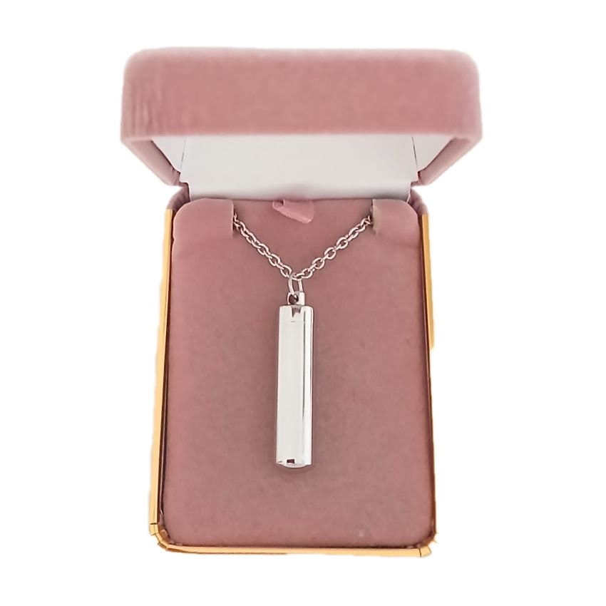 Plain Stainless Steel Long Cylinder Ashes Locket