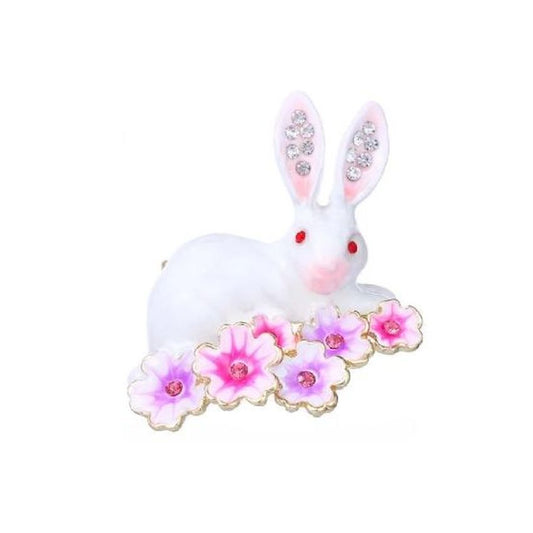 Pretty Bunny And Flower Ladies Brooch