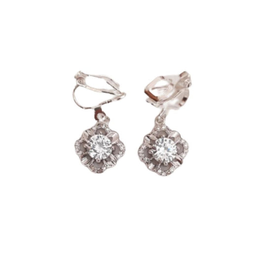 Pretty Crystal Clip On Drop Diamante Earrings