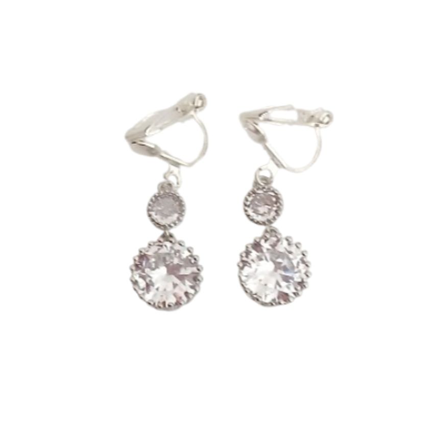 Pretty Crystal Clip On Drop Diamante Earrings