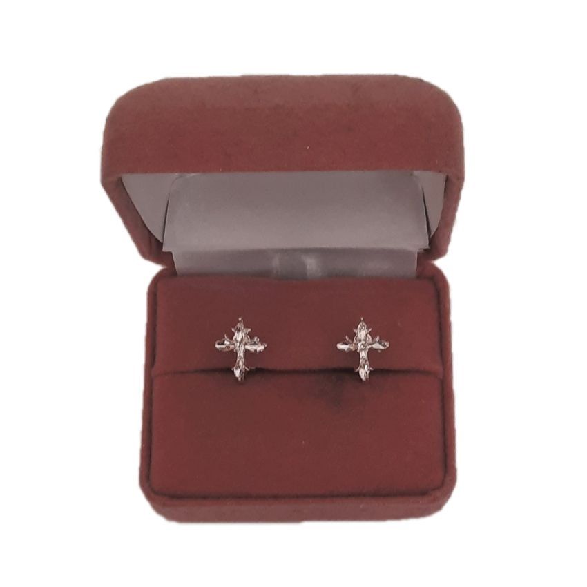 Pretty Crystal Cross Communion Clip On Earrings(2)
