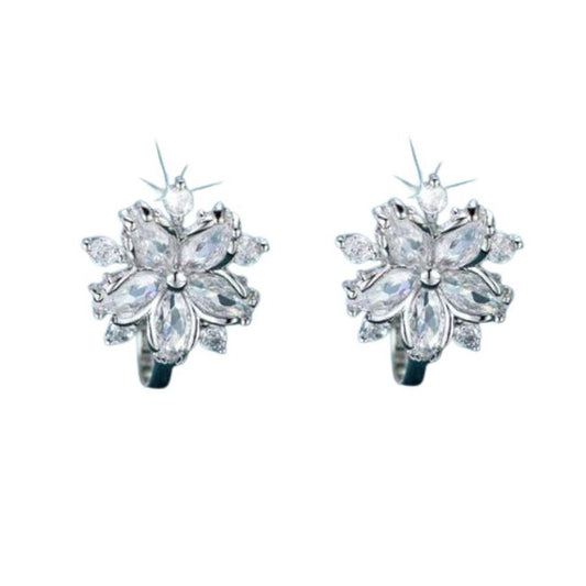 Pretty Diamante Flower Clip On Earrings