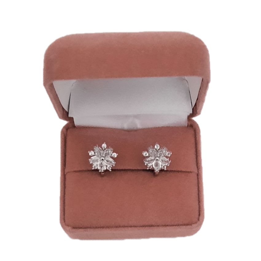 Pretty Diamante Flower Clip On Earrings(2)