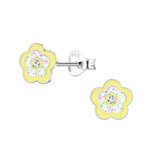 Pretty Pave Surround Sterling Silver Flower Earrings
