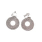 Pretty Round Flower Centre Silver Disc Dangly Earrings