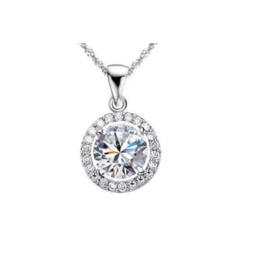 Pretty Bling Round Cubic Zirconia Stone Pendant