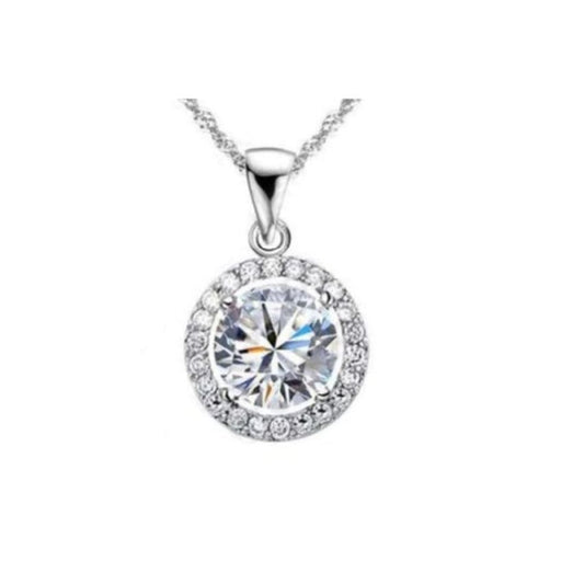Pretty Bling Round Cubic Zirconia Stone Pendant