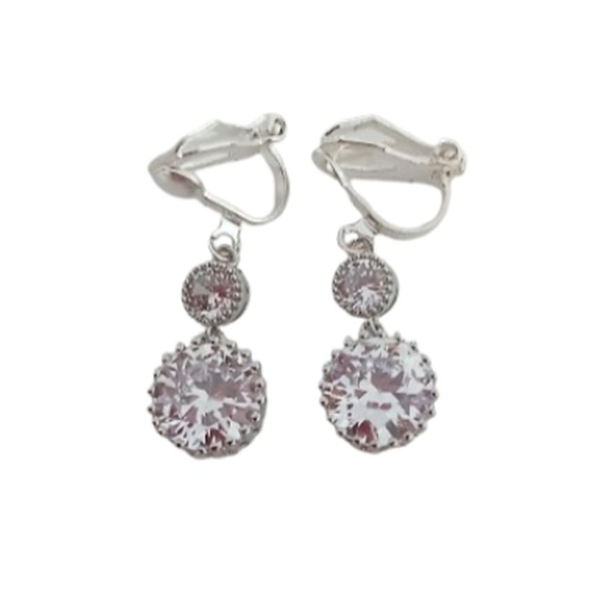 Pretty Crystal Clip On Drop Diamante Earrings