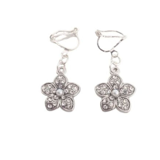 Pretty Flower And Pearl Clip On Earrings
