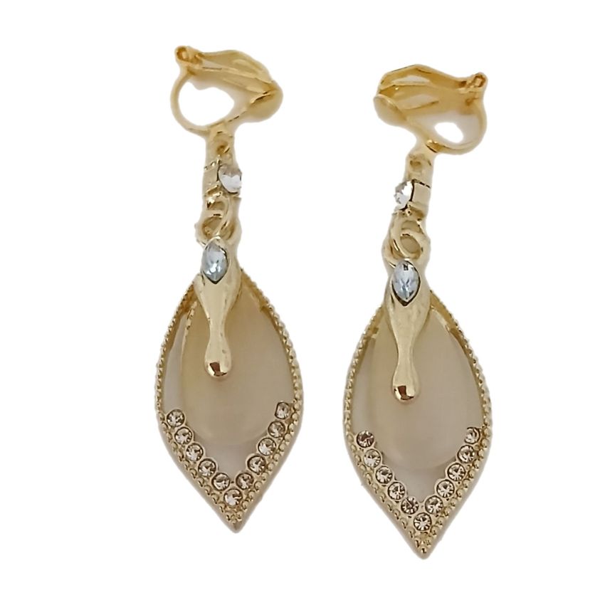 Pretty Gold Diamante Clip On Earrings