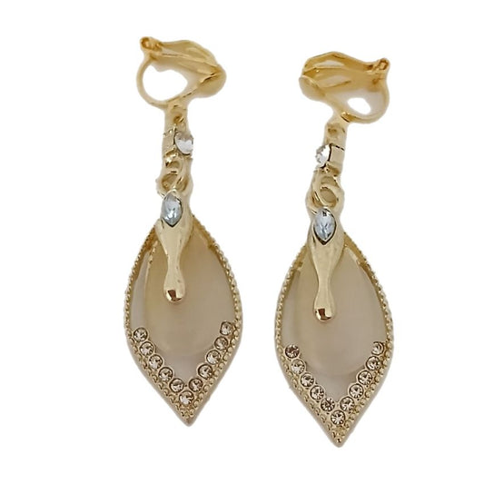 Pretty Gold Diamante Clip On Earrings