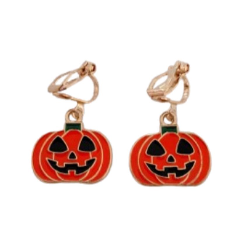 Pumpkin Halloween Clip On Earrings
