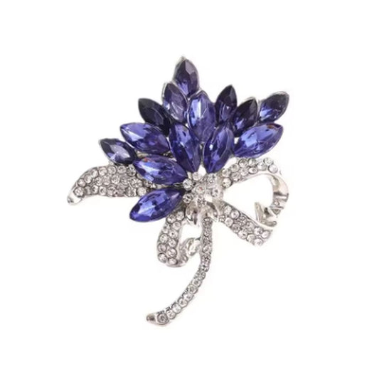 Purple Brooch Set With Diamante Stones