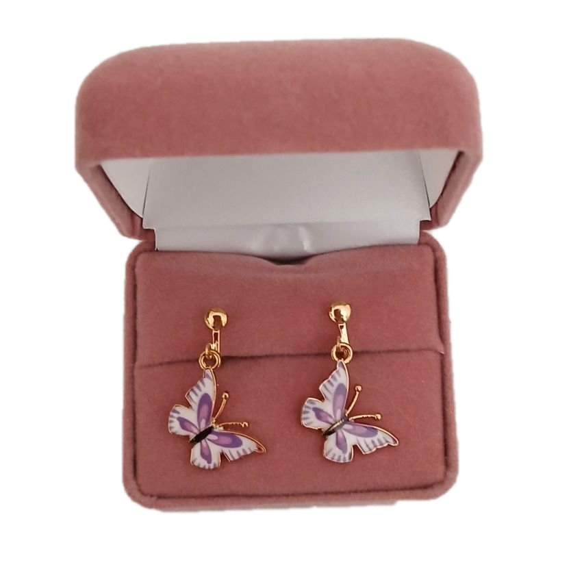 Purple Butterfly Clip On Earrings(2)