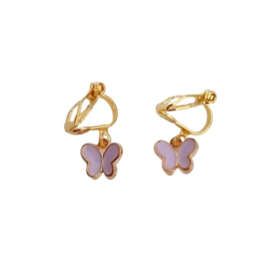 Purple Butterfly Clip On Earrings