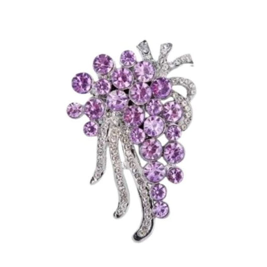 Purple Diamante Ladies Flower Brooch
