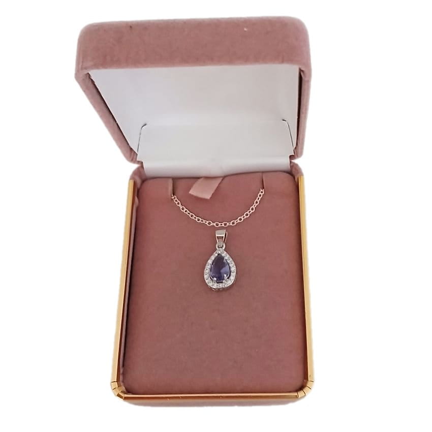 Purple Diamante Surround Pendant(2)