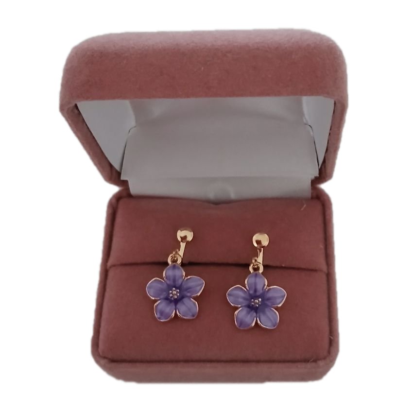 Purple Flower Clip On Earrings(2)
