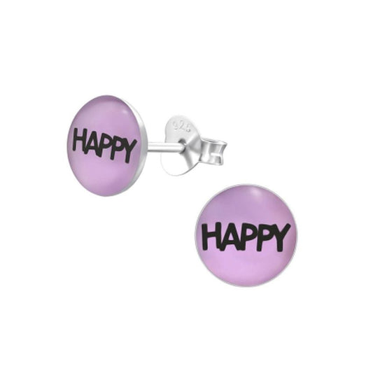 Purple Happy Sterling Silver Earring