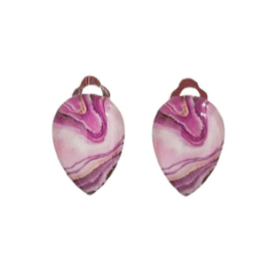 Purple Marble Effect Clip On Earrings