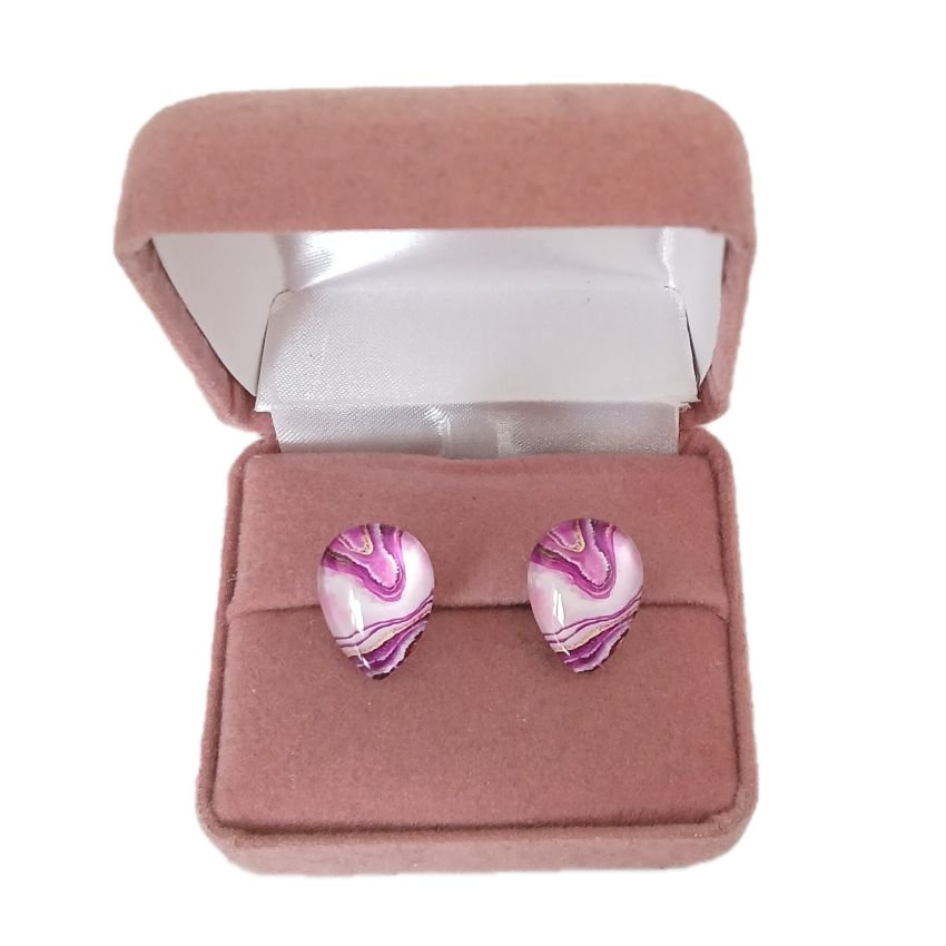 Purple Marble Effect Clip On Earrings(2)