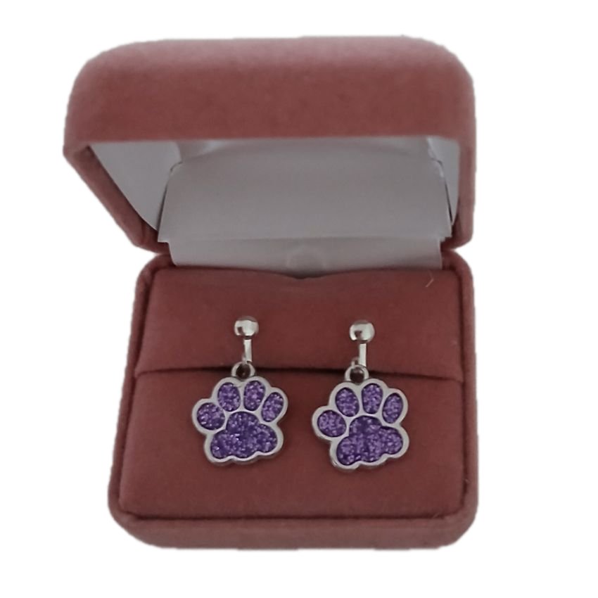 Purple Paw Clip On Earrings(2)