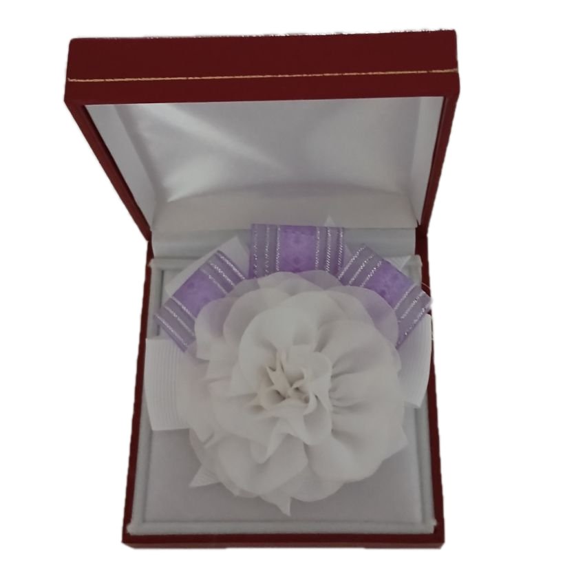 Purple Ribbon Flower Wrist Corsage