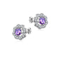 Purple Cubic Zirconia Centre Flower Design Earrings