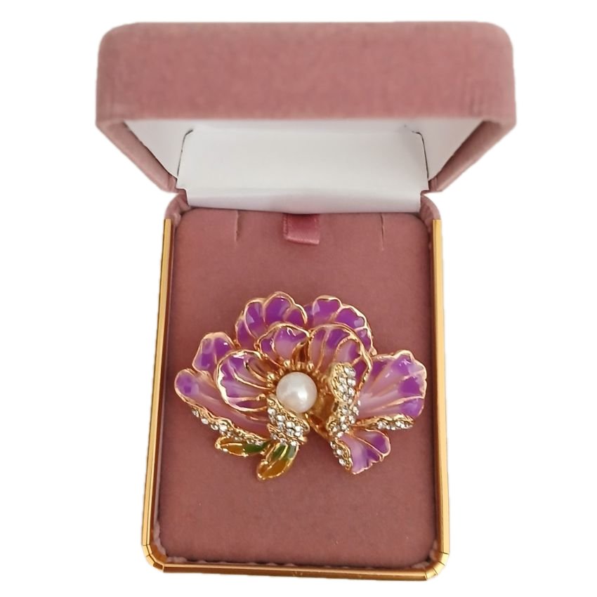Purple 3D Diamante Flower Brooch(2)