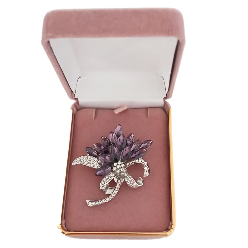 Purple Brooch Set With Diamante Stones(2)