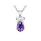 Purple Cubic Zirconia Stone Pendant With a Silver Tied Bow Top