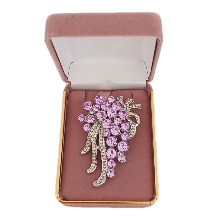 Purple Diamante Ladies Flower Brooch(2)