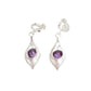 Purple Drop Silver Clip On Earrings