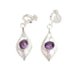 Purple Drop Silver Clip On Earrings
