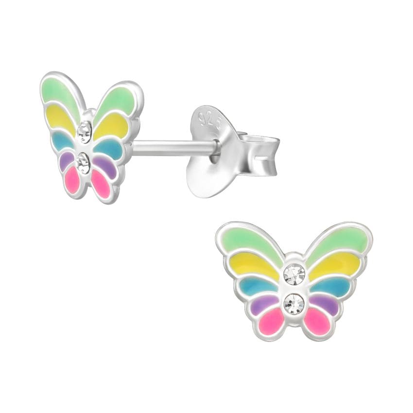 Rainbow Sterling Silver Butterfly Earrings
