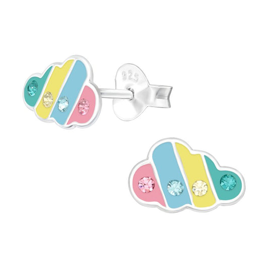 Rainbow Sterling Silver Cloud Stud Earrings