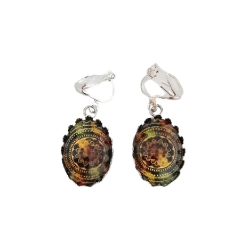 Raised Edge Mandela Clip On Earrings