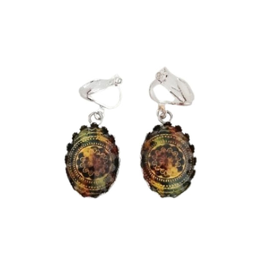 Raised Edge Mandela Clip On Earrings