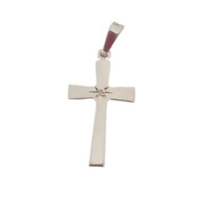 Real Diamond Sterling Silver Cross Pendant